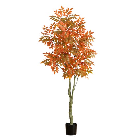 6Ft Autumn Sumac Artificial Fall Tree By Nearly Natural in Orange | 32" x 32" x 72" | Michaels®